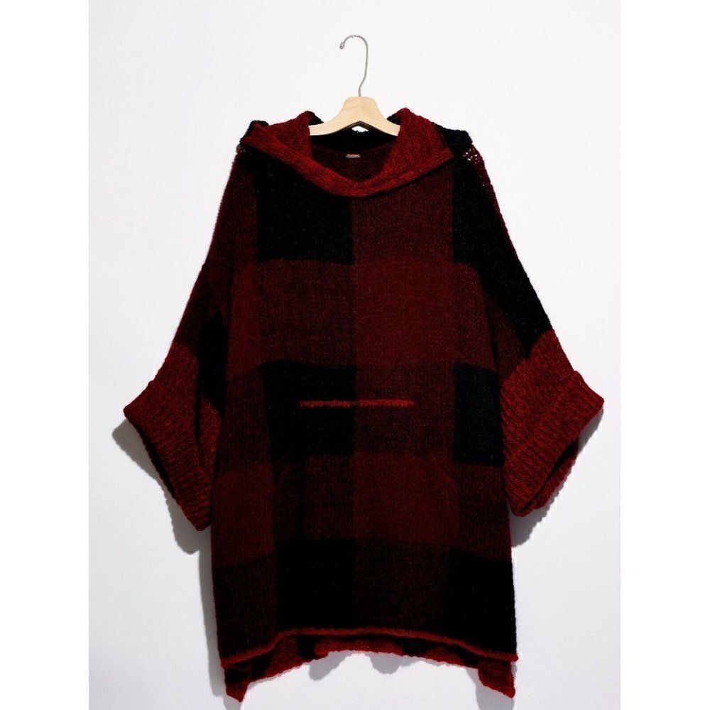 NWT FREE PEOPLE MEET ME PLAID PONCHO - Picture 2 of 3